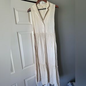 Free People Sleeveless Cream and White Gingham Dress Size Small